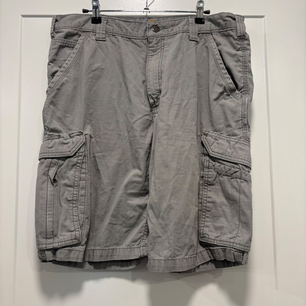 Carhartt Force Relaxed Fit Cargo Shorts Mens‎ 36 Gray Ripstop Workwear Utility
